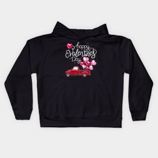 Red Truck With Hearts Happy Valentine's Day Gifts For Women Kids Hoodie